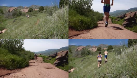 女子跑步将呼叫Trail红石公园莫里森科罗拉多州落基山脉高清在线视频素材下载