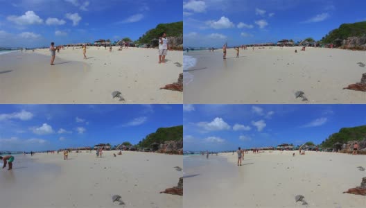 间隔拍摄;人们在泰国普吉岛享受海浪和沙滩。开奈岛是普吉岛的一个热门的一日游目的地高清在线视频素材下载
