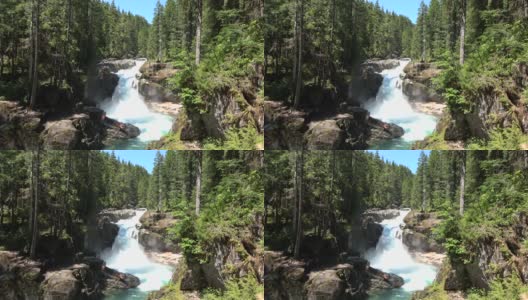 位于华盛顿雷尼尔山国家公园奥哈纳佩科什河上的银瀑布高清在线视频素材下载