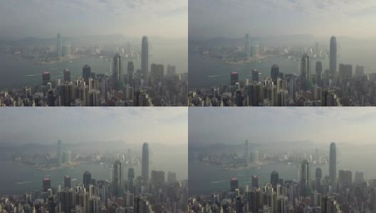 鸟瞰图飞过香港城市高清在线视频素材下载