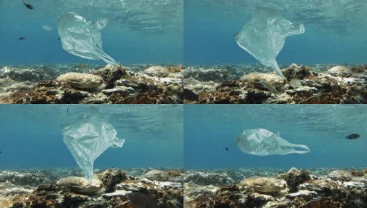 漂浮在海上的塑料袋高清在线视频素材下载