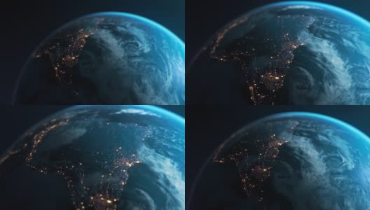 南美之夜-从太空看地球高清在线视频素材下载