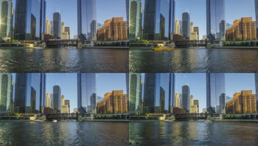 夏季芝加哥河的时间流逝高清在线视频素材下载