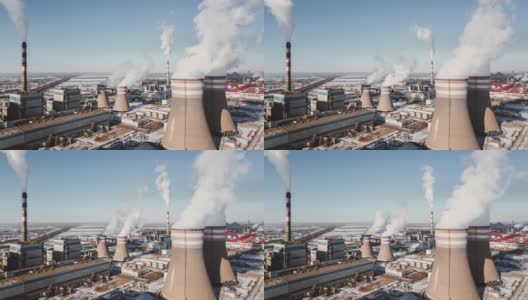 冬季钢铁厂工业的T/L鸟瞰图高清在线视频素材下载