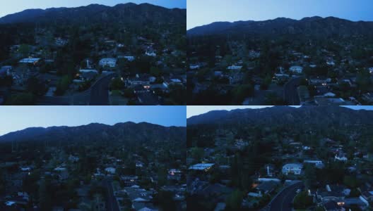 小镇拉加拿大在黄昏加利福尼亚-无人机拍摄高清在线视频素材下载