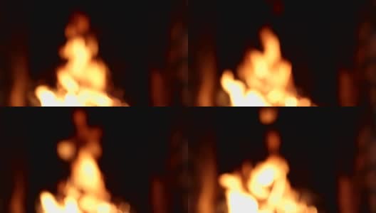 火焰在黑暗的背景。壁炉里的火焰。高清在线视频素材下载