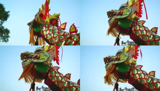 舞龙和烟花表演在中国新年的节日。高清在线视频素材下载