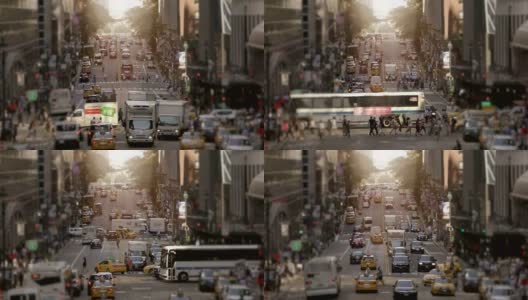 繁忙的城市街道在高峰时间的时间流逝。行走在纽约的商人。象征着现代生活的喧嚣高清在线视频素材下载