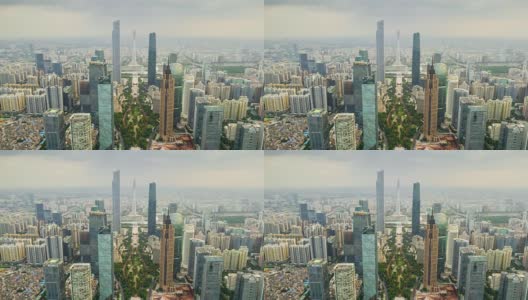 中国晴天广州市区天河区广场航拍全景4k时间间隔高清在线视频素材下载