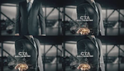 CTA-Call-to-Action与全息商业概念高清在线视频素材下载