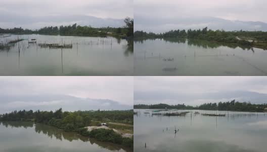飞越渔场到越南Thu Bon河的风景高清在线视频素材下载