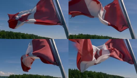 休伦湖上的加拿大国旗高清在线视频素材下载