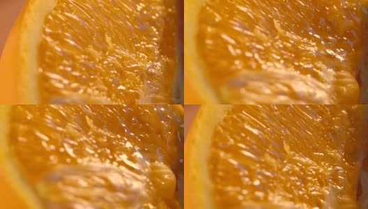 新鲜橙果实。多汁的橘子水果近。挤橙宏高清在线视频素材下载