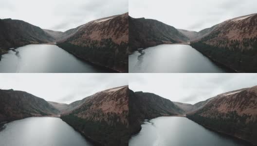 爱尔兰威克洛山脉美丽的格兰德洛湖鸟瞰图。高清在线视频素材下载