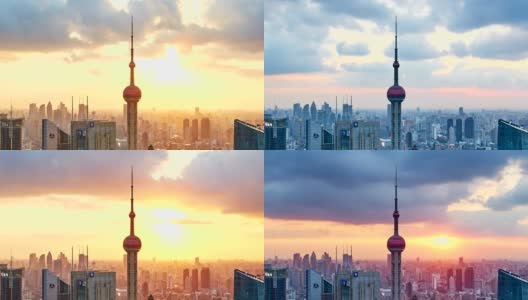 上海陆家嘴日落时光，中国高清在线视频素材下载