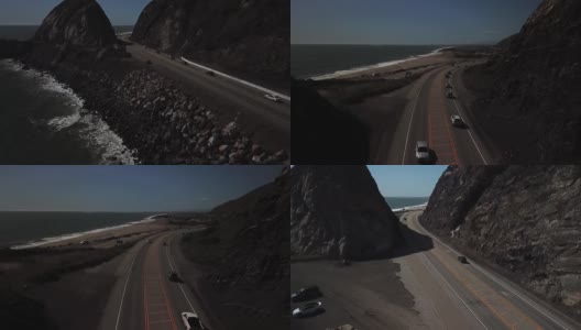山海岸公路鸟瞰图高清在线视频素材下载