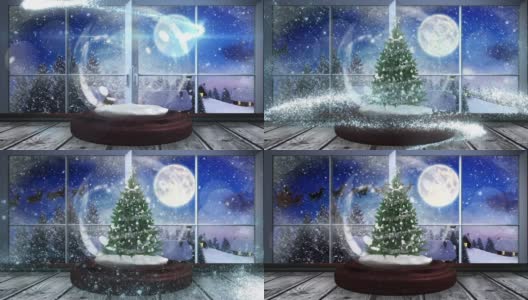 动画雪花球与圣诞树高清在线视频素材下载