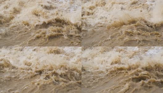 春季暴雨期间，河水浑浊，河水浑黄。高清在线视频素材下载