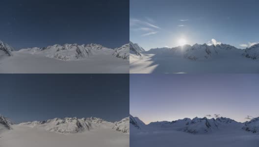 随着太阳、月亮和星星在Konkordiaplatze和Aletsch冰川的日夜流逝高清在线视频素材下载