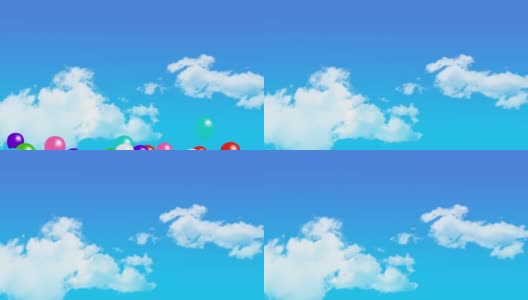 许多气球在天空中飞行的动画高清在线视频素材下载