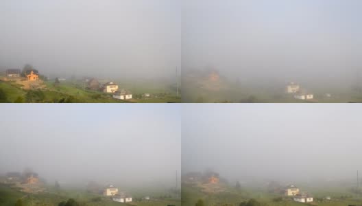 喀尔巴阡山脉的晨雾消散了。高清在线视频素材下载