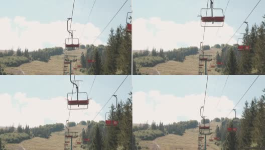 秋天，从山上滑雪缆车的地面上看高清在线视频素材下载