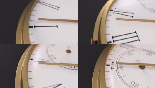 金表分针的特写，相机跟随它的移动所有的时间。三维渲染高清在线视频素材下载