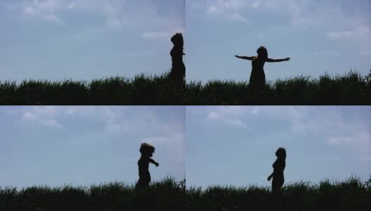 年轻女子在草地上跳舞(025)高清在线视频素材下载