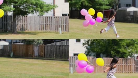 赛琳娜的气球跑-从左到右高清在线视频素材下载