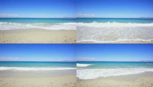 热带沙滩映衬着蓝天。高清在线视频素材下载
