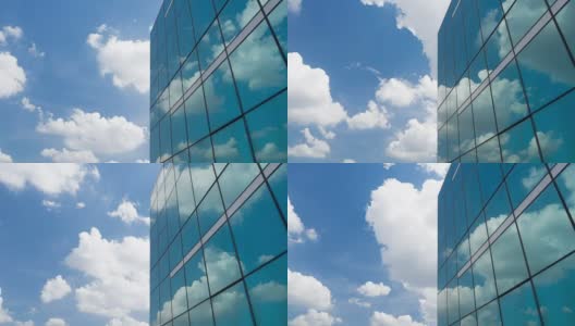 云的时间流逝反映在现代建筑的许多镜像方面。高清在线视频素材下载