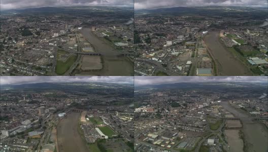 新港鸟瞰图-威尔士，新港市，英国高清在线视频素材下载