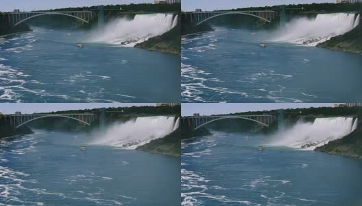 尼亚加拉瀑布和海关桥景观高清在线视频素材下载