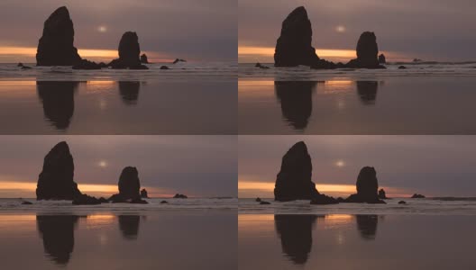 日落尖峰，俄勒冈海岸高清在线视频素材下载