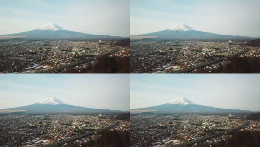 富士山鸟瞰图，川口町，藤吉田，日本高清在线视频素材下载