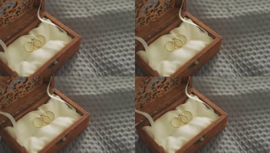 婚礼戒指在装饰盒4K高清在线视频素材下载