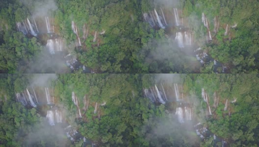 鸟瞰图Thi Lo Su(Tee Lor Su)瀑布在Umphang野生动物保护区，泰国西北部。高清在线视频素材下载