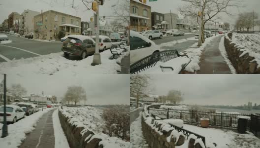 冬季纽约城市景观视角雪交通高清在线视频素材下载