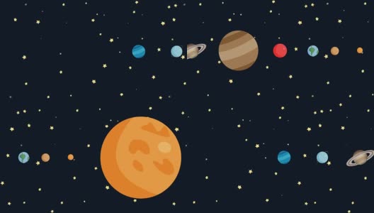 太阳系的行星在卡通风格的顺序高清在线视频素材下载