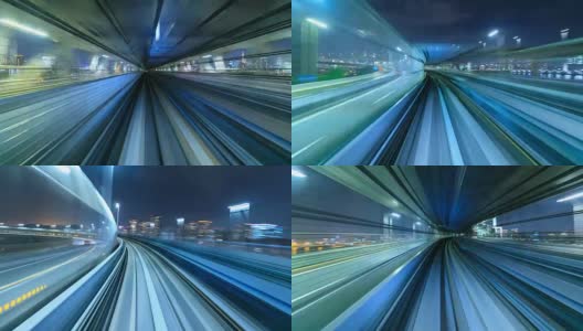 自动列车移动到隧道的时间流逝，东京，日本高清在线视频素材下载