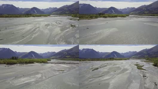 远山鸟瞰图河，格兰诺奇，中部奥塔哥，新西兰高清在线视频素材下载