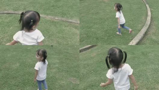 公园里快乐的小女孩。高清在线视频素材下载