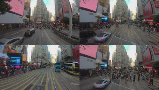 从有轨电车拍摄香港城市街道。高清在线视频素材下载