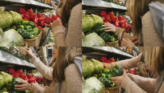 女人在超市买胡椒高清在线视频素材下载