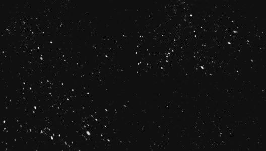 雪花在夜晚飘落在黑色的天空背景上，慢动作模糊。高清在线视频素材下载
