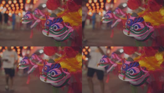 中国舞狮玩具在新年节日高清在线视频素材下载