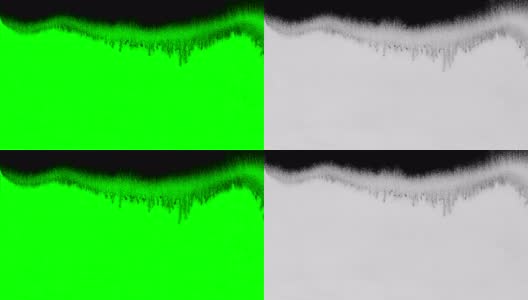 一套抽象的艺术墨水飞溅，液滴下落和散布在色度键。墨水流血和开花，滴在绿色的屏幕上。将黑色颜料洒在白色和绿色的背景上，水彩漩涡。绿屏上的血液分析。高清在线视频素材下载