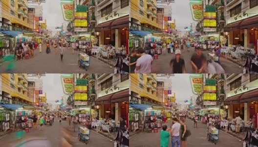 泰国曼谷考山路地区的时间流逝高清在线视频素材下载