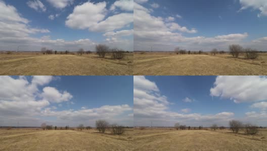 简单的春天风景和蓝天上的白云高清在线视频素材下载