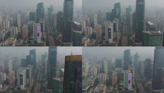 广州市市中心晴天雾霾交通街道航拍全景4k中国高清在线视频素材下载